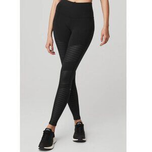 alo yoga high-waist moto legging - black/black glossy
